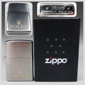 zippo ジッポー オイル ライター 2021年 ROLEX ロレックス ロゴ 火種確認済 ★ 希少品 箱 スタンド ディスプレイ コレクション 22-0185-01