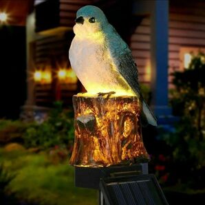 新品　ソーラーライト　しあわせの青い鳥　ガーデンライト　ソーラー装飾　鳥　置物