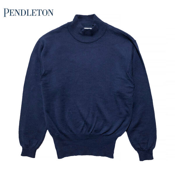 USA 古着 70S USA製 ヴィンテージ ミス ペンドルトン ウールニット モックネック セーター ネイビー 紺色 レディースM Pendleton BJ0659