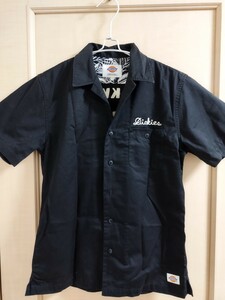 ●Dickies●ディッキーズ●ワークシャツ●ブラック●半袖●シャツ●刺繍●半袖シャツ●黒●