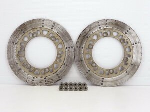 80【評価B】 GPz400F ZX400A 空冷 当時物 実動 純正 フロント ブレーキ ディスク 左右 セット 厚3.4mm MIN.TH3.5mm c