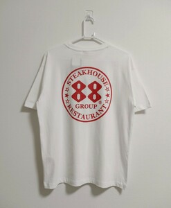 【新品タグ付】ステーキハウス88 ビッグロゴ Tシャツ LLサイズ 沖縄 STEAK HOUSE OKINAWA 肉 ホワイト