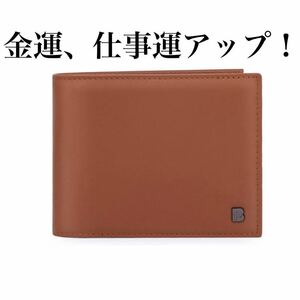 新年特別企画！2024円は今だけ！ 【運気を育てる茶色】メンズ 二つ折り財布 本革 札入れ 小銭入れ カードケース スキミング防止機能付き