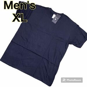 【メンズ XL】 半袖 Tシャツ 丸首 黒 大きいサイズ 無地 カジュアル 夏