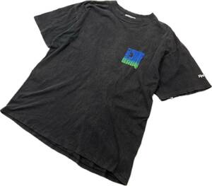 90s ☆ Reebok シャキールオニール シャック 破壊 ダンク 半袖 Tシャツ フェード ブラック L相当 ストリート ビンテージ リーボック■EC237