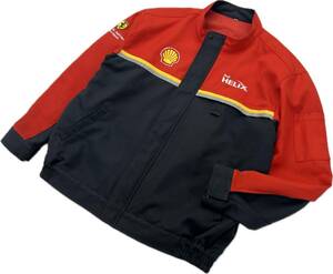 Shell ☆ Ferrari ブルゾン ジャケット ジャンパー レッド ブラック LL 自動車 スポーツカー レーシング フェラーリ シェル 古着■AL246