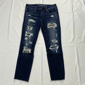 【US6】AMERICAN EAGLE JEGGING CROP デニム ダメージ加工 クラッシュデニム ジーンズ ストレッチ アメリカンイーグル ジェギングクロップの画像2