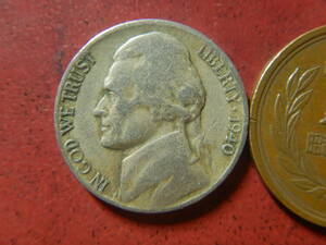 外国・USA／ジェファーソン５セント白銅貨（1940年S）　240102