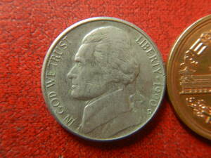 外国・USA／ジェファーソン５セント白銅貨（1990年D）　240108