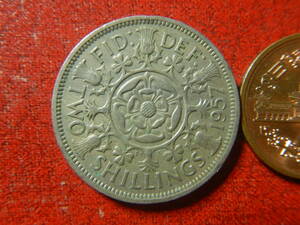 外国・イギリス／１フローリン（２シリング）白銅貨：チューダー家の薔薇（1957年）　24012102