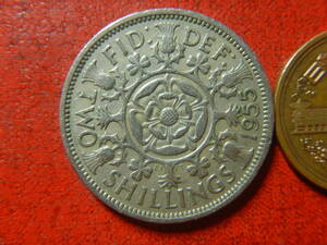 外国・イギリス／１フローリン（２シリング）白銅貨：チューダー家の薔薇（1955年）　24012603