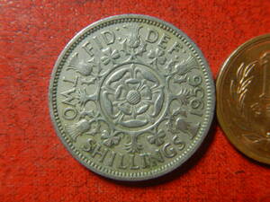 外国・イギリス／１フローリン（２シリング）白銅貨：チューダー家の薔薇（1956年）　24012802