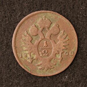 KM#2108/オーストリア帝国 1/2クロイツァー銅貨（1800）[E3086]コイン、ドイツ