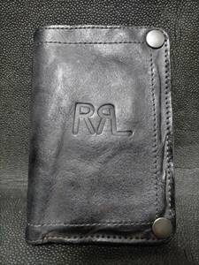 未使用 RRL ブラックレザーウォレット 財布 ダブルアールエル ビンテージ加工 