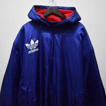 アディダスadidas 裏ボア ベンチコート 80s 90s デサント製 青赤_画像1