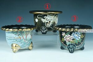 ran3617花ごよみ　日本春蘭 ・韓国春蘭・富貴蘭・美術鉢・富貴蘭記念・中古京樂富貴蘭錦鉢3点セット・中古処分品