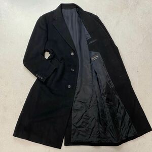 希少XL!!BELLUMORE【最高級カシミヤ100％】ベルモア チェスターコート ロングコート 黒 ブラック カシミア 比翼仕立て シングル A175 秋冬