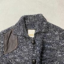 極美品 ディーゼル DIESEL 上質アルパカ ニット ジャケット カーディガン M 牛革 レザーエルボーパッチ くるみボタン メランジ グレー 秋冬_画像3