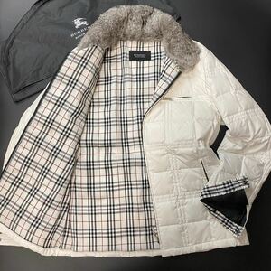 極美品●バーバリーブラックレーベル ダウンジャケット キルティング ライトアウター BURBERRY BLACK LABEL ファー 着脱可 ノバチェック 白