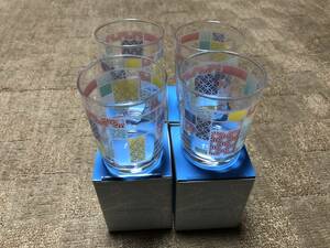 4個 日本製 MADE IN JAPAN たち吉 京町レトロタンブラー グラス コップ ガラス