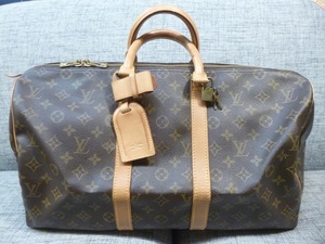 〓戸）1円～ルイ ヴィトン LOUIS VUITTON ボストンバッグ モノグラム キーポル45 ヴィンテージ ネームタグ・パドロック付き カバン 鞄ξ