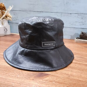 MUNSINGWEAR GRAND SLAM Munsingwear wear bucket hat hat Vintage fake leather black unisex Logo made in Japan Descente 