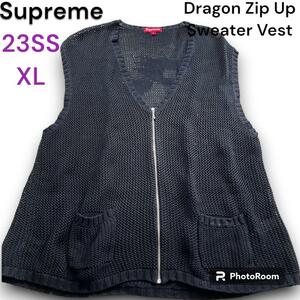 23SS SUPREME シュプリーム Dragon Zip Up Sweater Vest ドラゴンジップアップセーター　ベスト　大きいサイズ XL メンズ