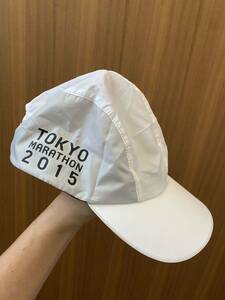 セール 即決1円 東京マラソン 2015 asics アシックス ジョギング キャップ 帽子 フリーサイズ55～61 ランニングキャップ