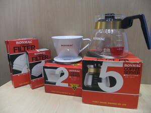 BONMAC　コーヒー用品　コーヒードリッパー　コーヒーポット　コーヒーサーバー　ドリッパー　陶器　フィルター　おまとめ7点