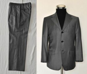 ★美品★Ermenegildo Zegna★人気TROFEO★高級光沢感と肌触りは最高級★上品なグレーピンストライプ★気品が漂う男が選ぶシングルスーツ46M