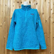 15年製 patagonia ＊ パタゴニア ハーフジップフリース ベターセーター ターコイズブルー レディースM 内ボア 裏起毛 防風セーター_画像1