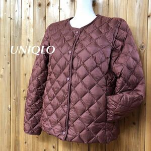 UNIQLO /WARM PADDED /ユニクロ レディースM 長袖 ナイロンジャケット 前開きボタン キルティングジャケット ノーカラー アウター 古着