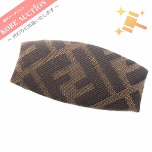 ■ FENDI フェンディ ズッカ バレッタ ヘアピン 髪留め アクセサリー 服飾雑貨 ズッカ柄 レディース ブラウン