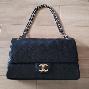 1円スタート 正規品 シャネル CHANEL チェーンショルダーバッグ マトラッセ ラムスキン ダブルフラップ Wフラップ 