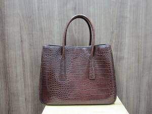 ★【中古】Les sacs Adam ルサックアダム ハンド トート バッグ 型押し レザー　　【Y3122102】★