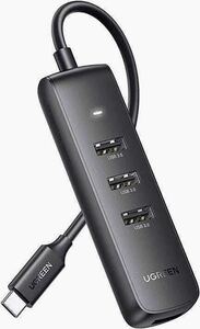 【新品・未開封】【UGREEN】4-Port USB 3.0 Hub(ブラック)5Gbps高速データ転送 LEDライト付き スリム設計 リモート テレワーク 在宅勤務