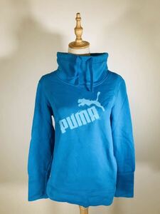 美品【PUMA】プーマ　トレーナー（水色）ハイネック　スポーツ　ファッション　レディース　ロゴ　古着　