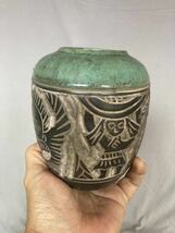 琉球古典焼 エジプト紋様 魚紋 花瓶 花器_画像2