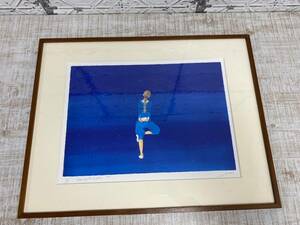 ★a-65 真作 永田萠 絵画 複製画 Starlight Letter'89 アート 額装 絵本作家 31/100 インテリア コレクション 壁掛けアート サイン入り