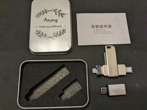 0601u2015　Anyoug USBメモリ 128GB 4IN1 USB3.0＆Type-C & microUSB & Lightning