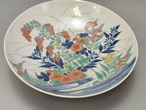 D0594B 色鍋島 椿絵大皿 茶道具 煎茶道具 飾皿 盛器 菓子皿 菓子器 時代物 径30ｃｍ_画像3