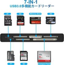 SDカードリーダー、7 in 1 USB3.0 カードリーダー SD/Micro SD/CF/XD/MS/MMCカメラメモリカード用_画像2