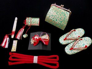 inagoya■晴れ着に合わせて☆3歳女の子用【筥迫+草履バッグセット】中古 着用可 七五三 お正月 撮影 y6582jr