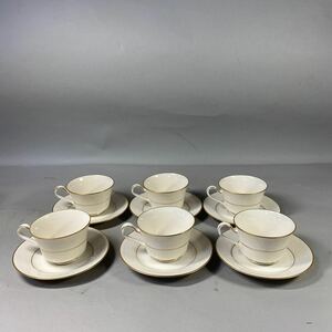 8993【同梱NG】日本陶器 ノリタケ noritake アイボリーチャイナ カップ＆ソーサー 6客 TULANE 7562 金彩 昭和レトロ 径9.5/皿15㎝