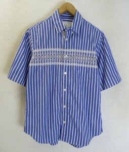 ◆sacai サカイ 18ss ストライプ刺繍デザイン 半袖 シャツ ブルー サイズ1 美品