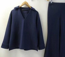 ◆Muller of yoshio kubo ヨシオクボ 美 21aw セットアップ スキッパー フランネル シャツ パンツ ネイビー サイズ38_画像1