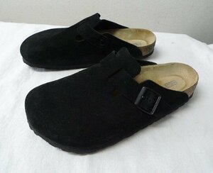 ◆BIRKENSTOCK ビルケンシュトック 美品 BOSTON ボストン スウェード サンダル 黒 サイズ41 ソフトベッド