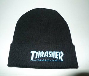 ◆ジャクソンマティス 別注 THRASHER スラッシャー ロゴワッペン ビーニーキャップ ニットキャップ 黒 美品