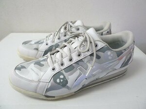 ◆asics × MARK&LONA アシックス マークアンドロナ スカル　総柄 レザー スニーカー 白 サイズ27.5cm 人気