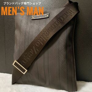 1円●極美品●Ermenegildo Zegna エルメネジルドゼニア メンズ ショルダーバッグ メッセンジャー サコッシュ ビジネスバッグ ブラウン 茶色